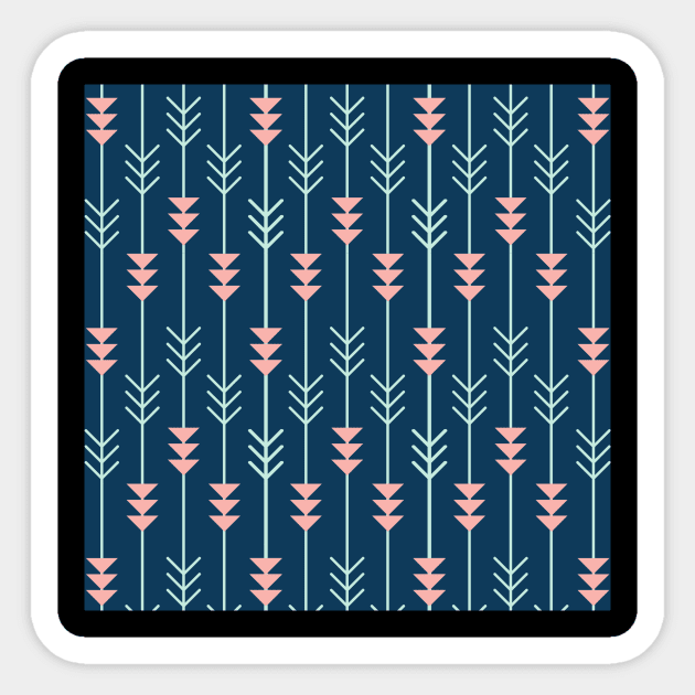 Blue Boho Arrow Pattern Minimalistic Sticker by CONCEPTDVS